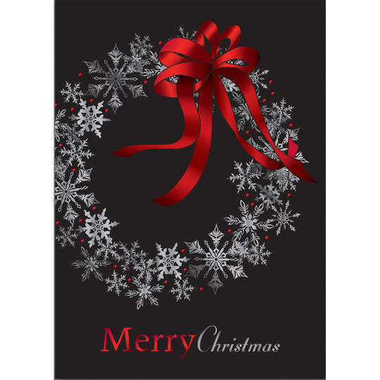 Red Bow Wreath Holiday Cards